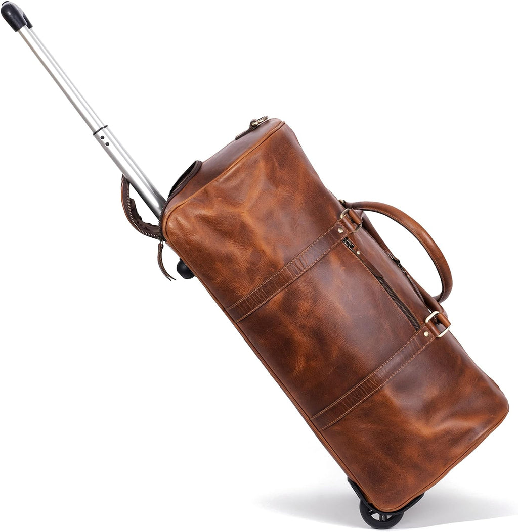 Tan Leather Trolley Bag, 44L