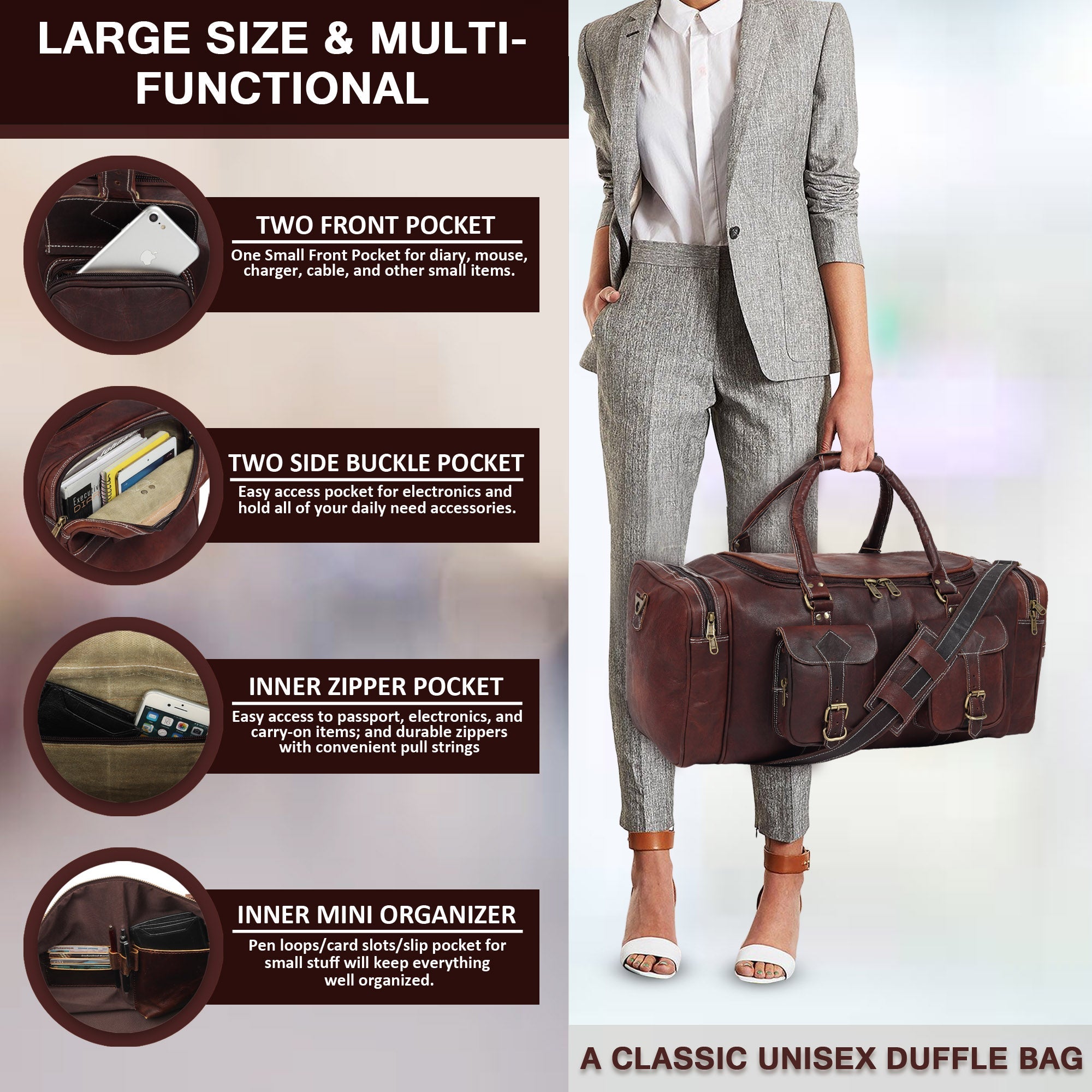 Vintage Dark Brown Traveller Duffle