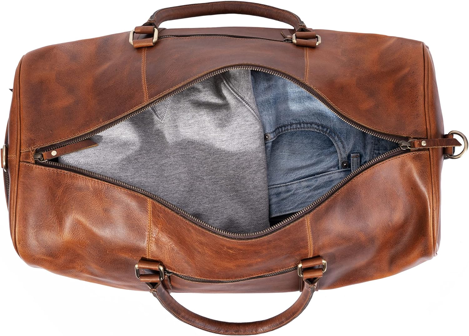 Tan Leather Trolley Bag, 44L