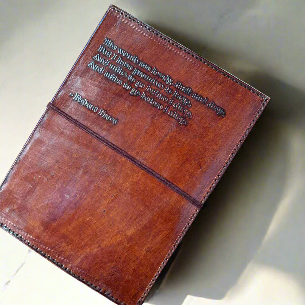 Robert Frost Refillable Leather Journal, The Woods Are Lovely
