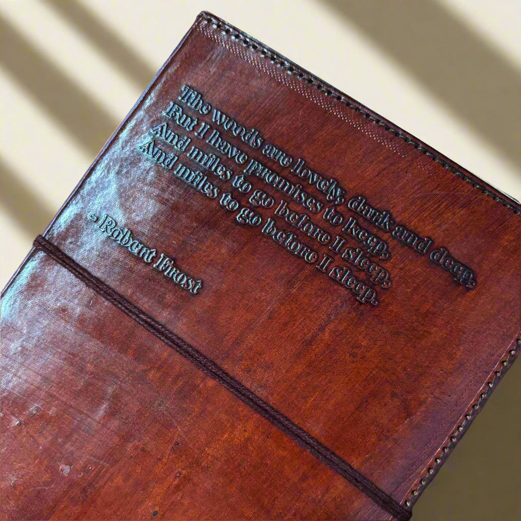 Robert Frost Refillable Leather Journal, The Woods Are Lovely
