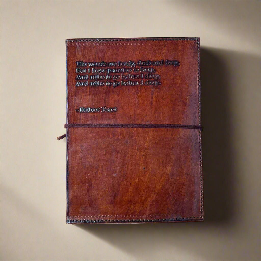 Robert Frost Refillable Leather Journal, The Woods Are Lovely