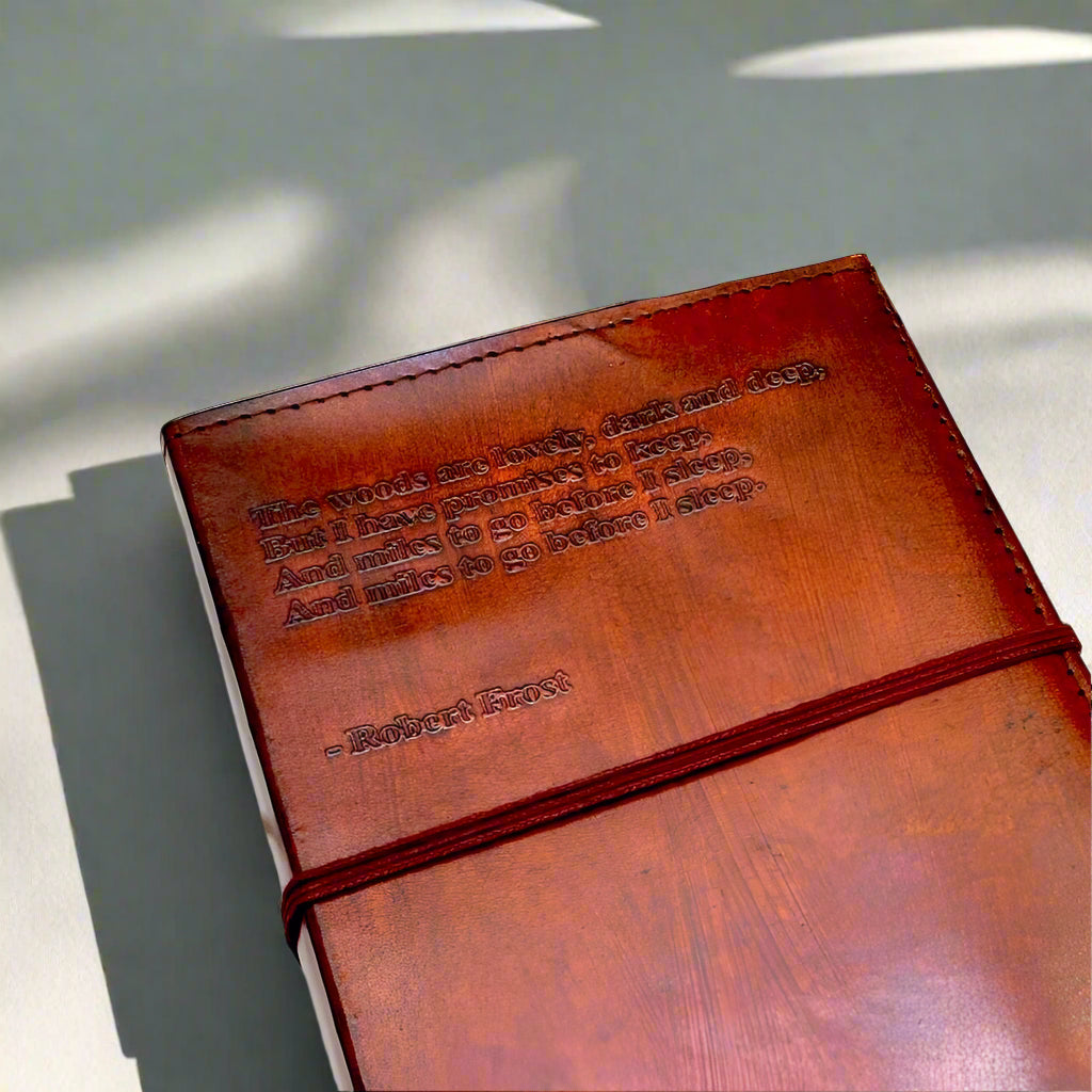 Robert Frost Refillable Leather Journal, The Woods Are Lovely