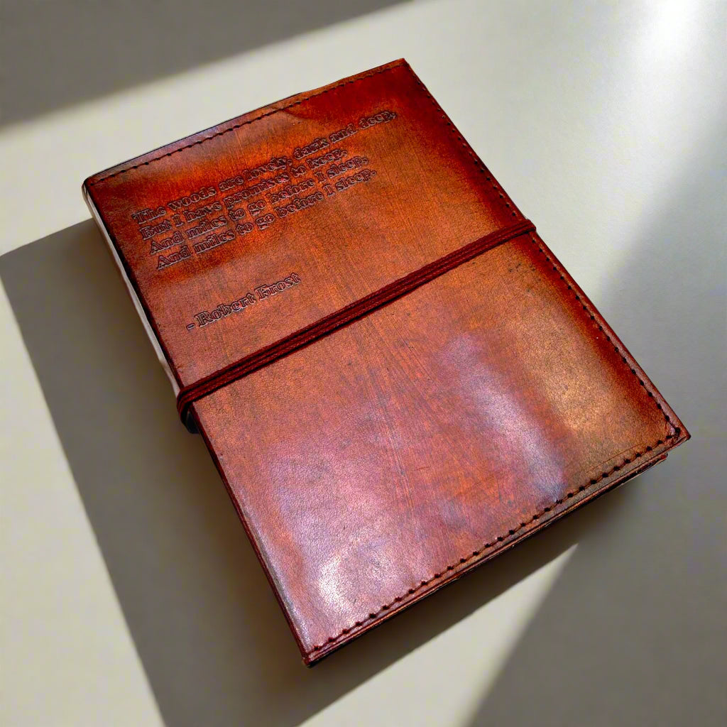 Robert Frost Refillable Leather Journal, The Woods Are Lovely