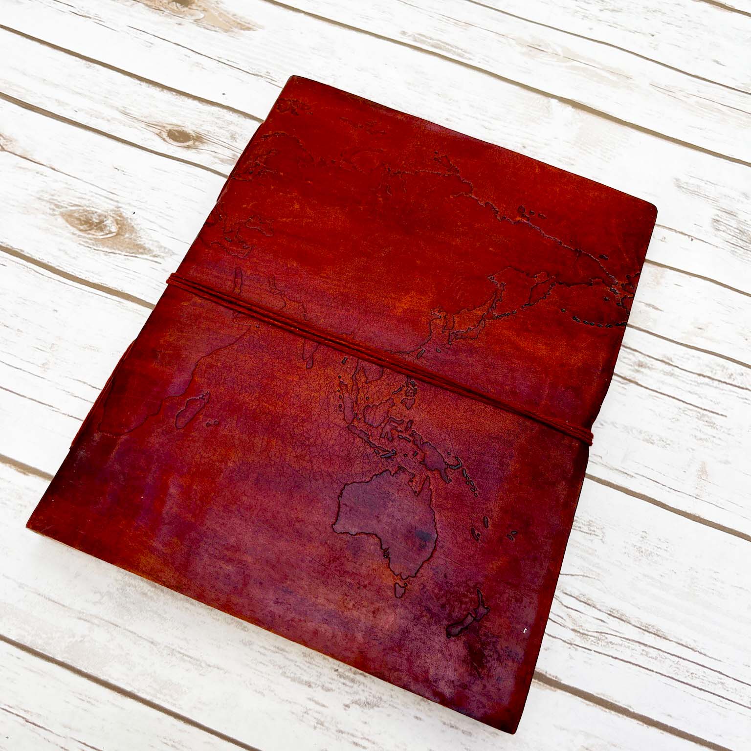 Extra Large World Map Leather Journal, 11x14
