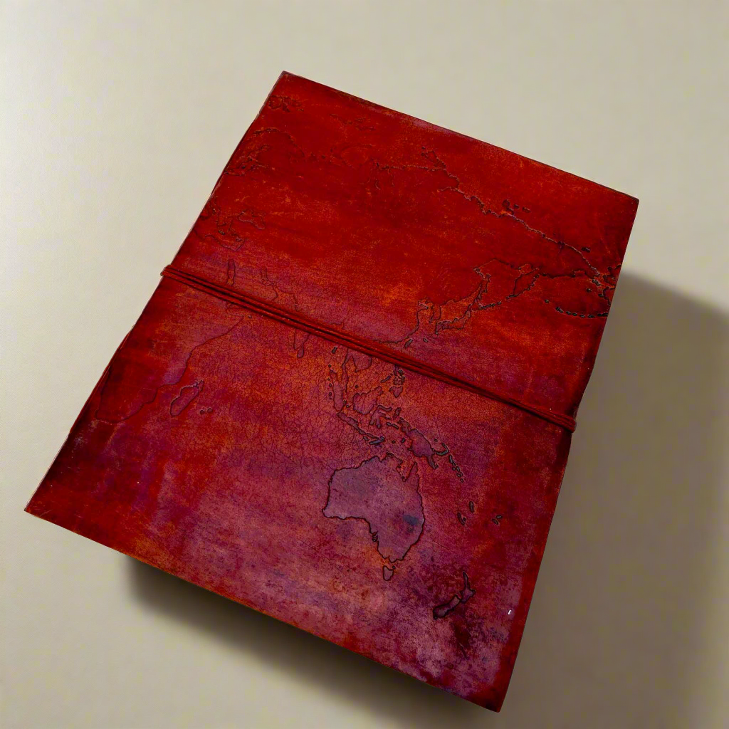 Extra Large World Map Leather Journal, 11x14