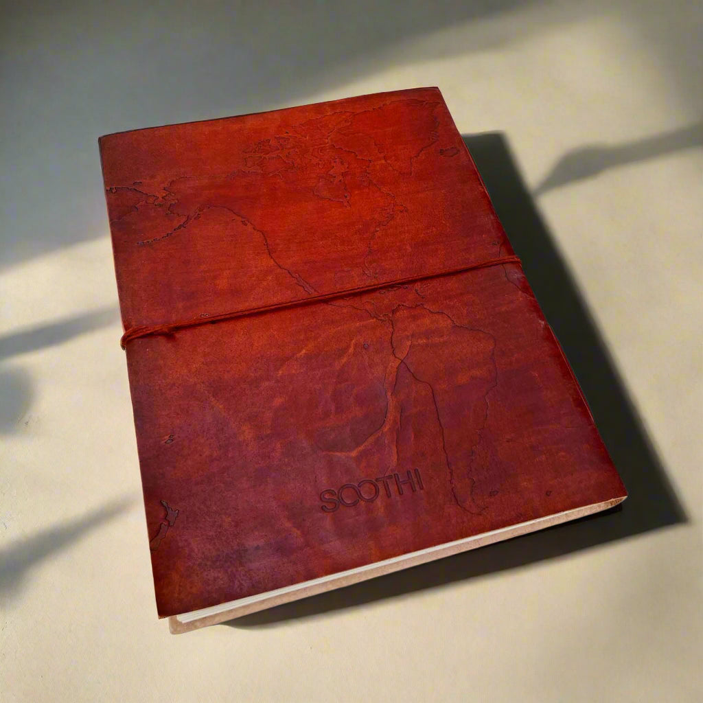 Extra Large World Map Leather Journal, 11x14