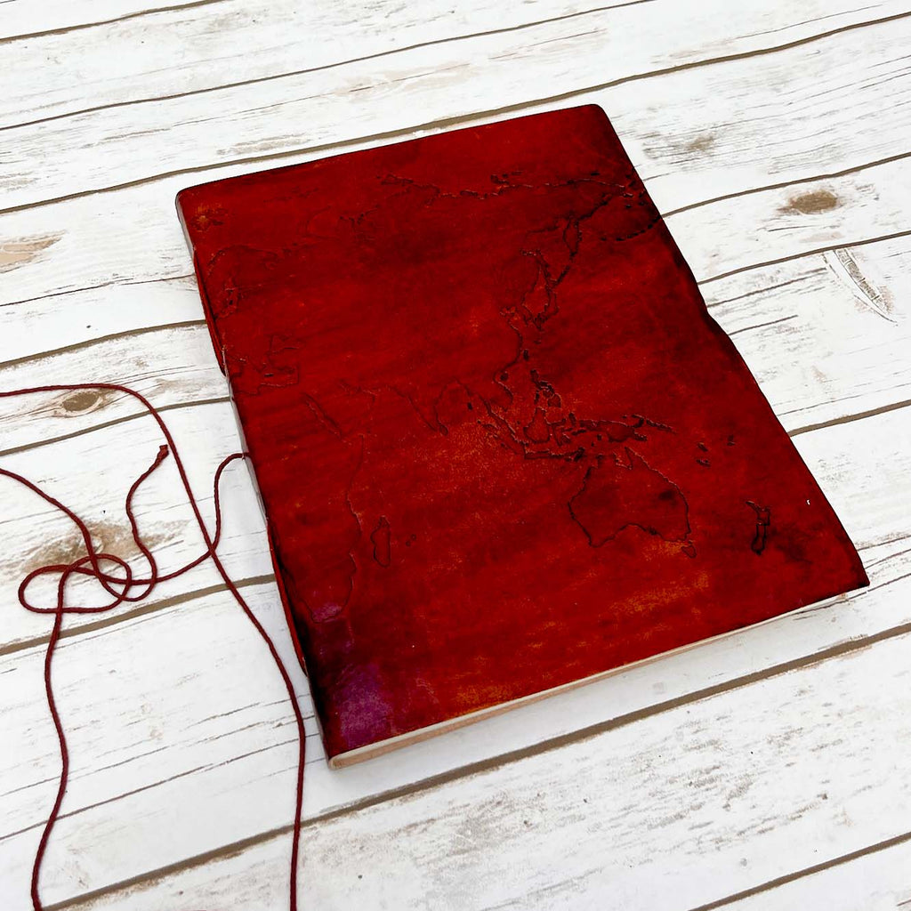 Extra Large World Map Leather Journal, 11x14