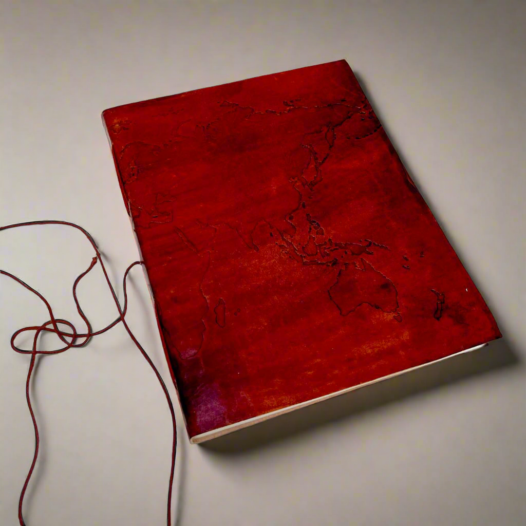 Extra Large World Map Leather Journal, 11x14