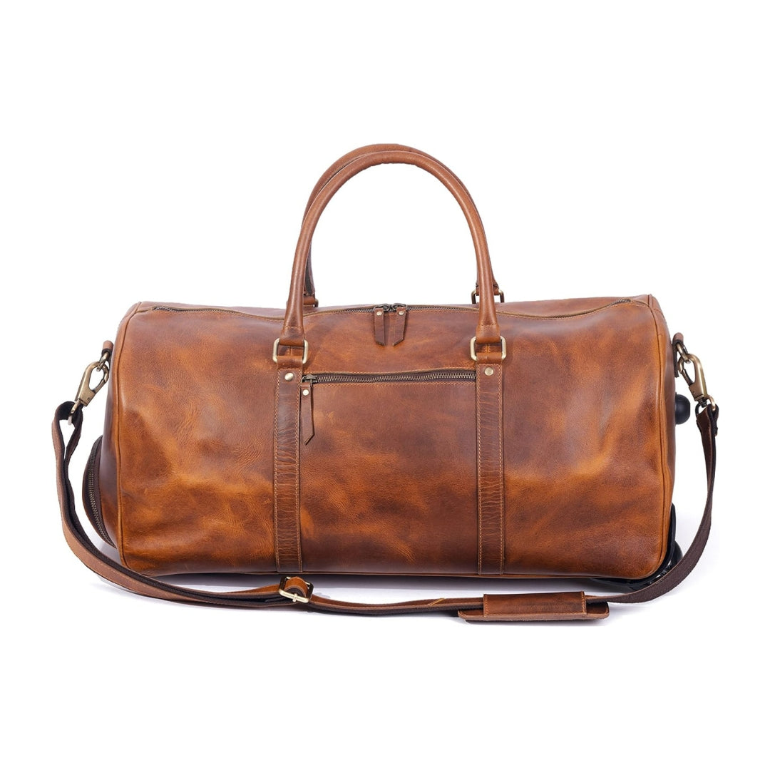 Tan Leather Trolley Bag, 44L