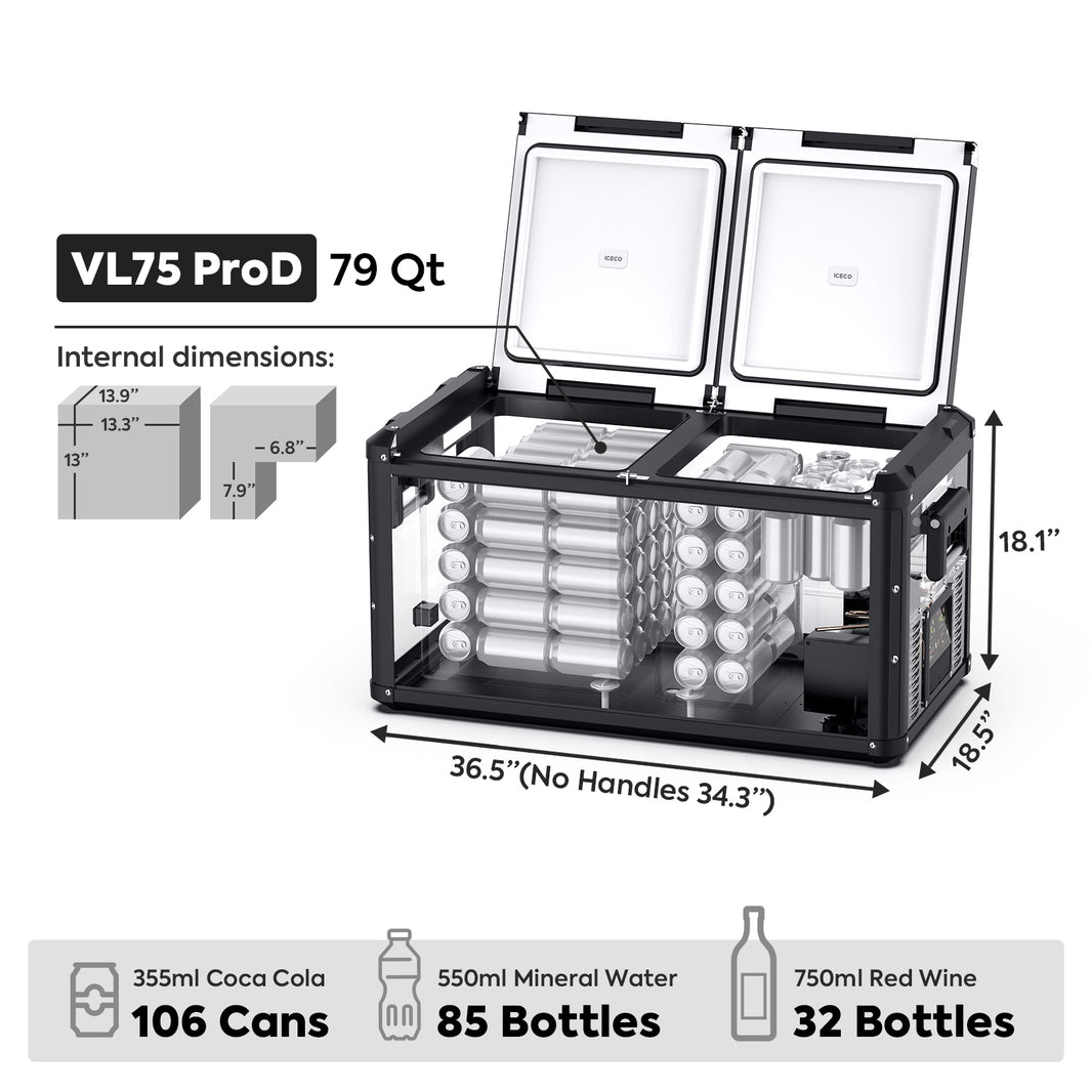 ICECO VL75ProD 12V Fridge Freezer, 75L