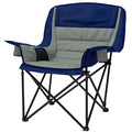 Padded Camp Chair — Side Pockets, Light Gray