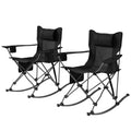 Rocking Camp Chairs — 2-Pack, Cooler Bags, Black
