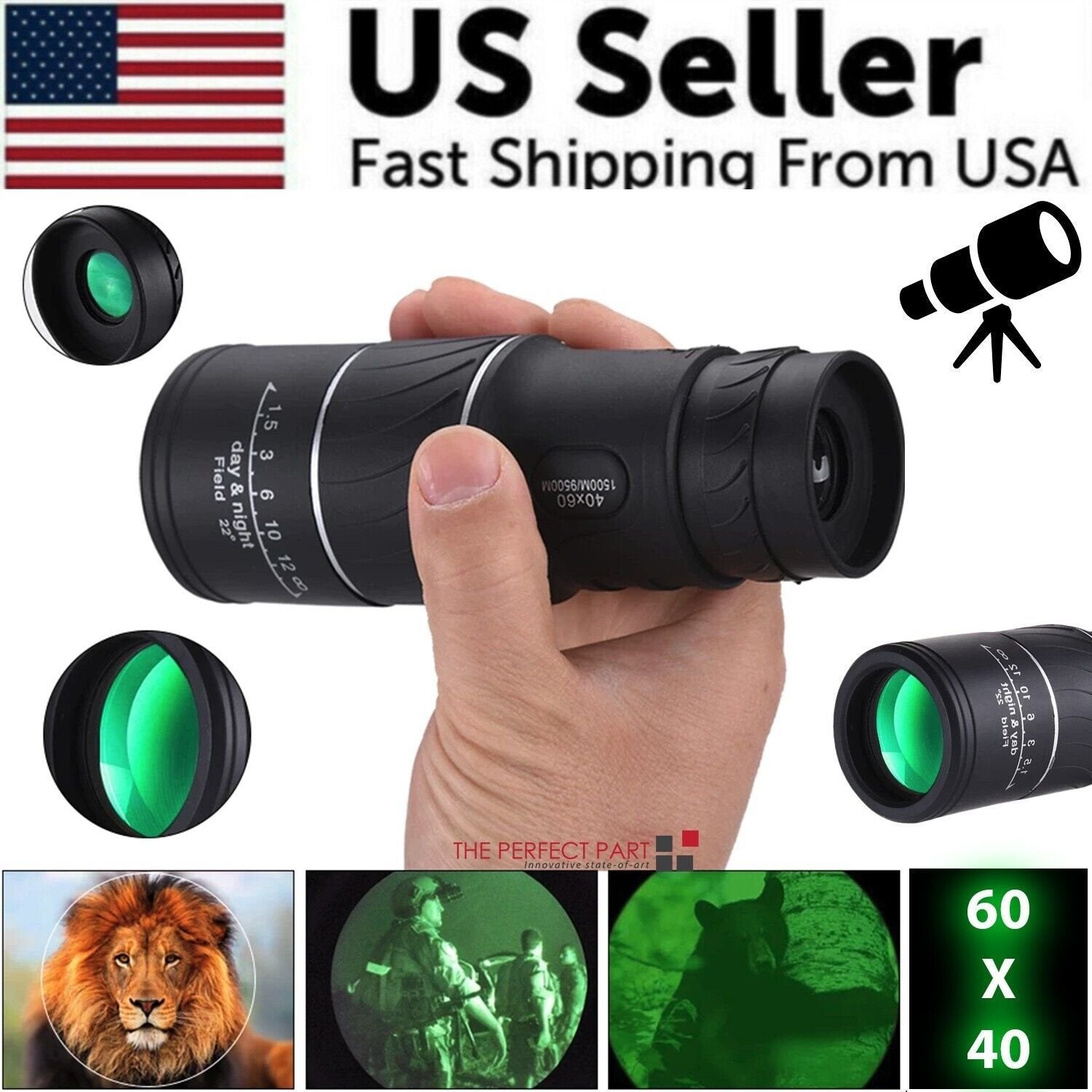 40×60 Monocular — BAK4, Waterproof