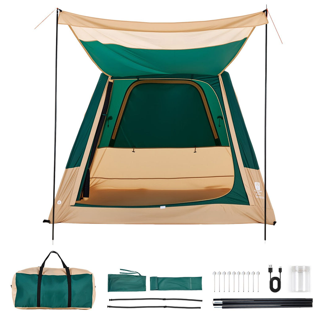 4P Inflatable Cabin Tent — Air-Frame, Pine & Cream
