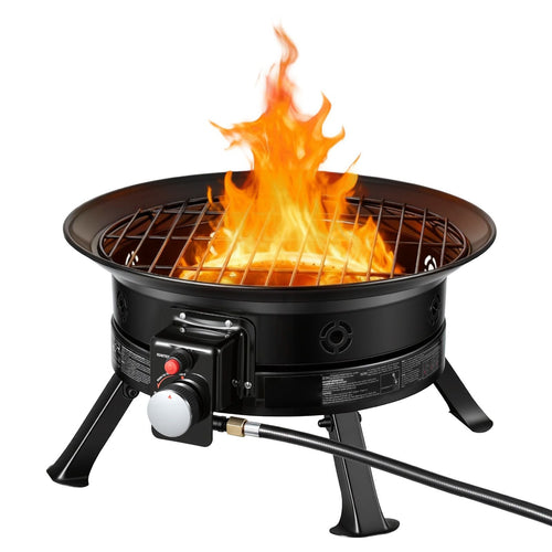 19″ Propane Fire Pit — 53,000 BTU, Grill Grate