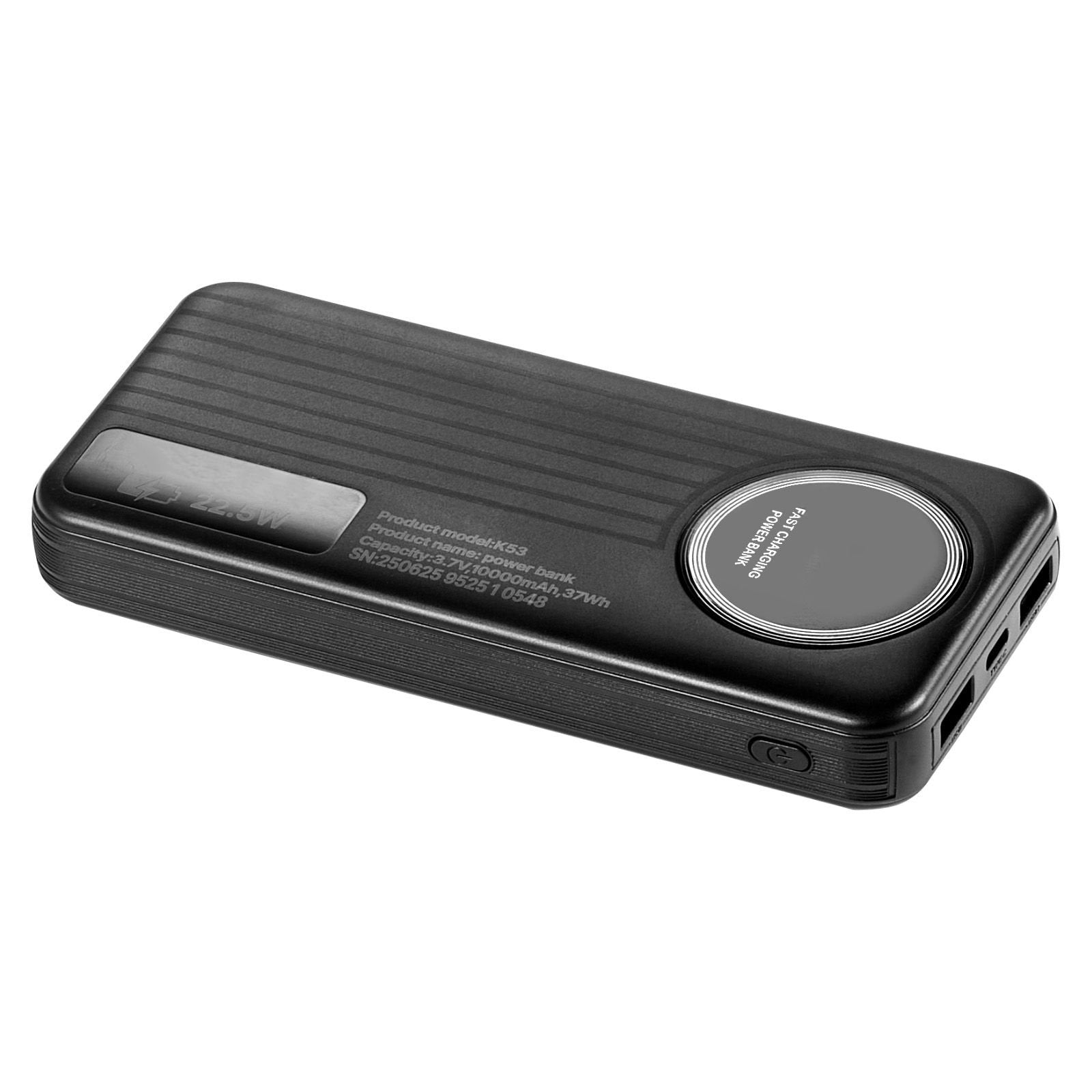 10,000mAh Power Bank — Built-In Cables