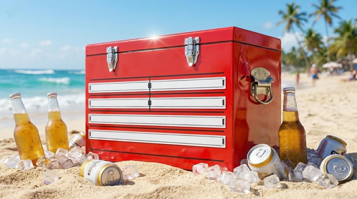 Yakimoto Nostalgia 21 Qt Metal Cooler — Red