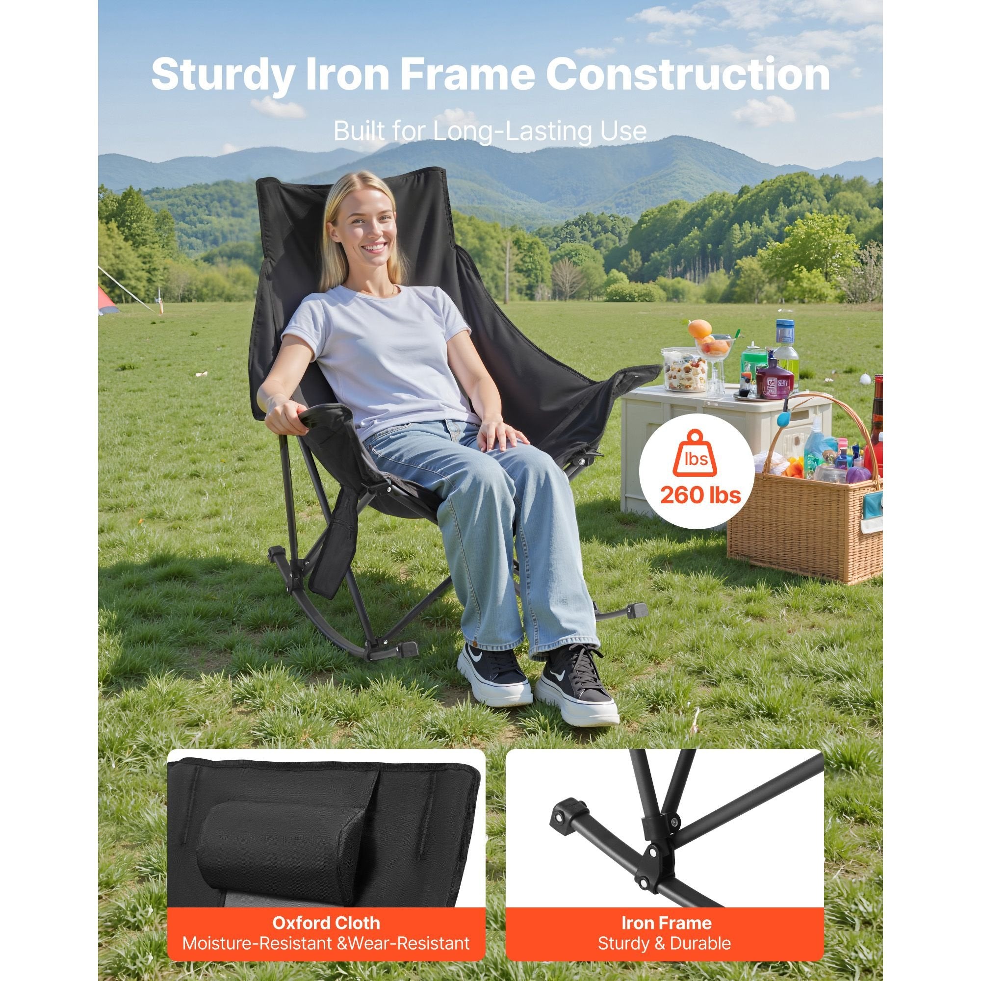Heated Rocking Camp Chair — 3 Settings