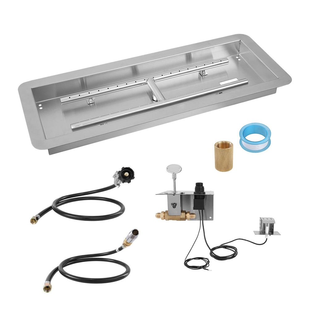Drop-In Fire Pit Pan — 36×12″, Dual Fuel