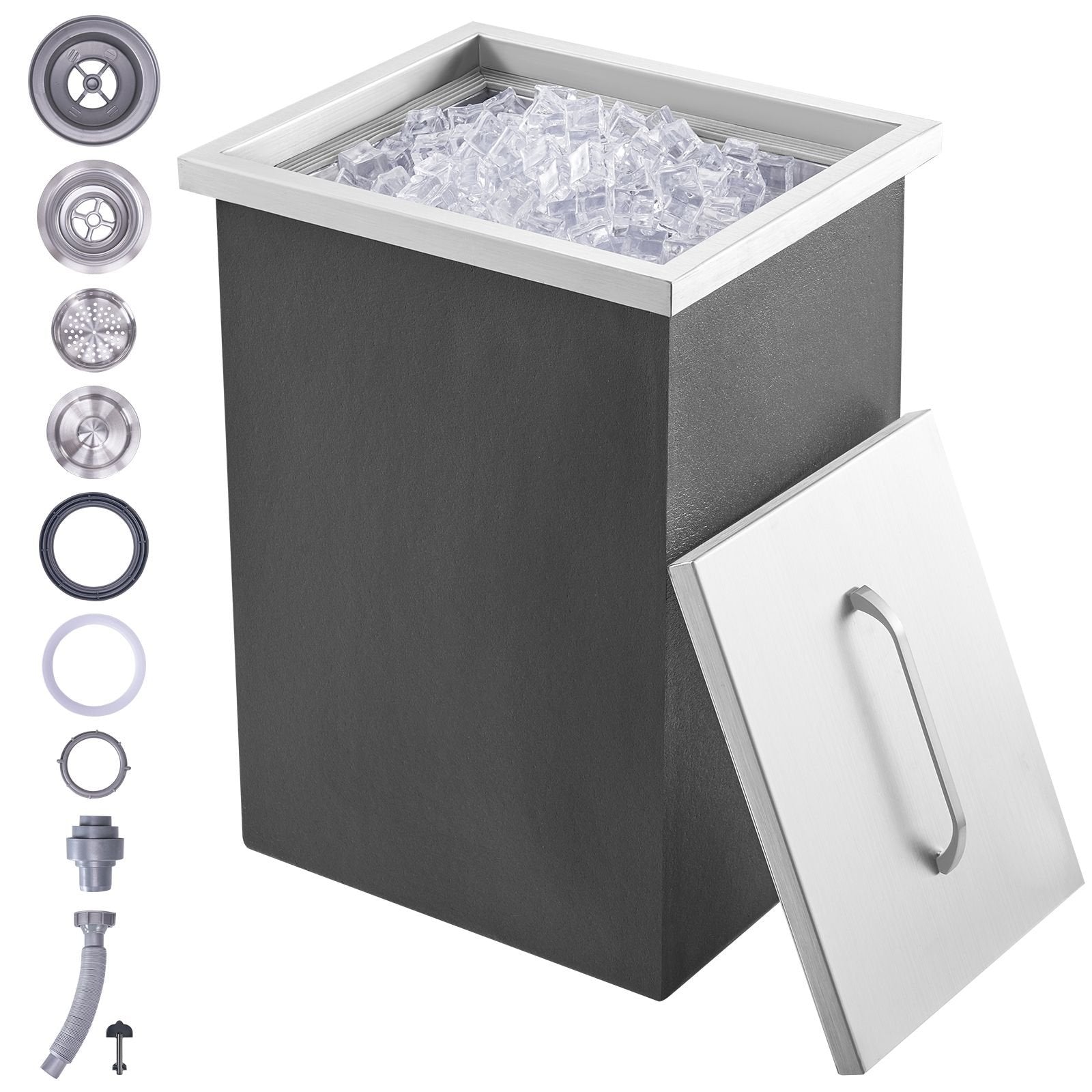 Drop-In Ice Bin — 14×12×18″, Flat Cover