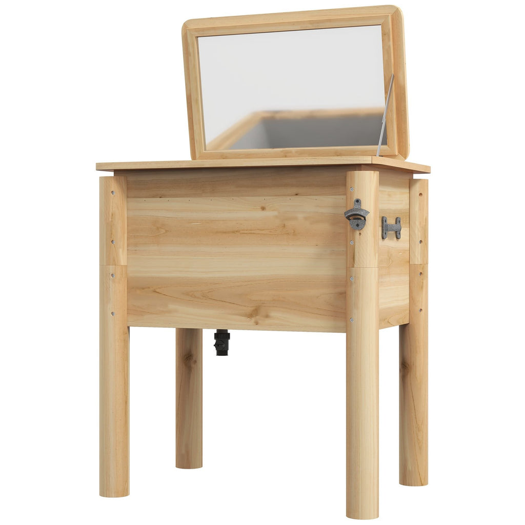 Wooden Beverage Cooler — 54 Qt, Bottle Opener