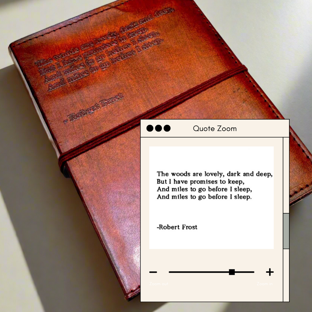 Robert Frost Refillable Leather Journal, The Woods Are Lovely