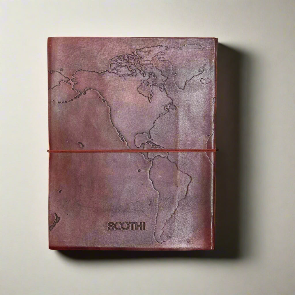 Extra Large World Map Leather Journal, 11x14