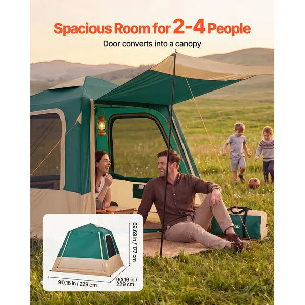 4P Inflatable Cabin Tent, Air-Frame, Pine & Cream, view 4