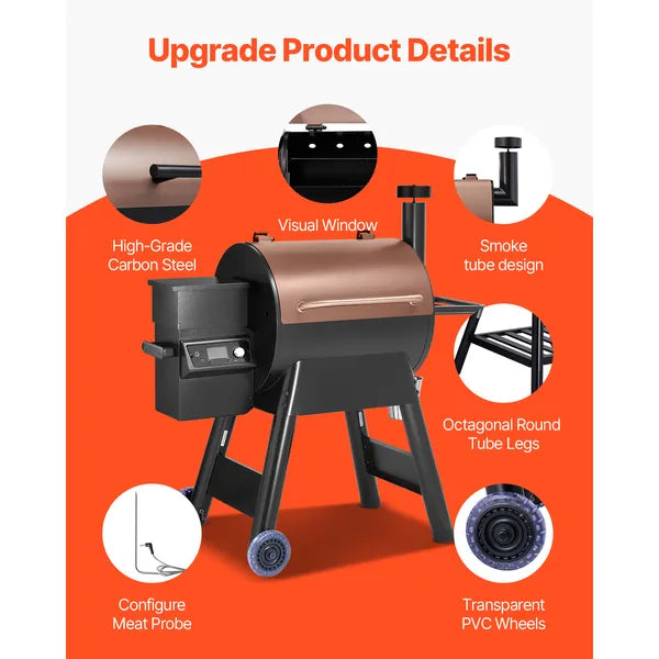 Wood Pellet Grill Smoker, 575 in², WiFi, view 5