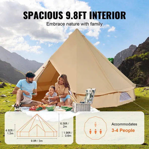 Canvas Bell Tent, 3m, 4-Season, Stove Jack, view 4