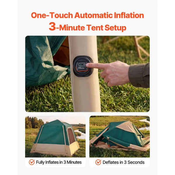4P Inflatable Cabin Tent, Air-Frame, Pine & Cream, view 2