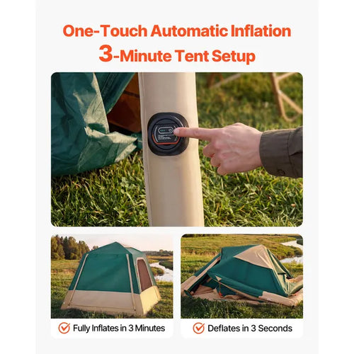 4P Inflatable Cabin Tent, Air-Frame, Pine & Cream, view 2