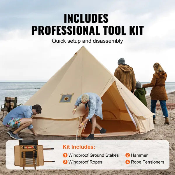 Canvas Bell Tent, 3m, 4-Season, Stove Jack, view 5