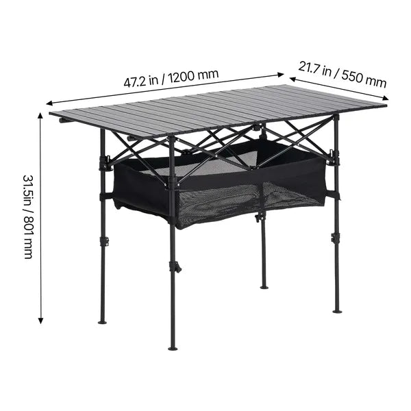 Roll-Up Camp Table, 47″, Adjustable Height, view 4