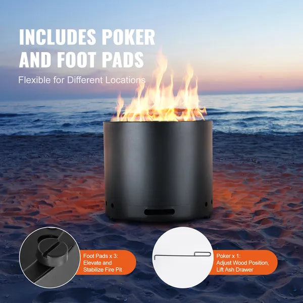Smokeless Fire Pit, 15in Stainless, Removable Ash Pan, view 6