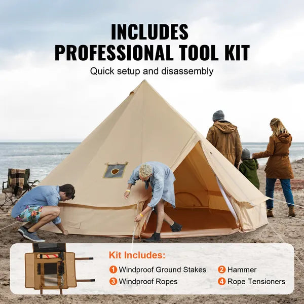 The 4-Season Canvas Bell Tent, 4m, Stove Jack, view 5