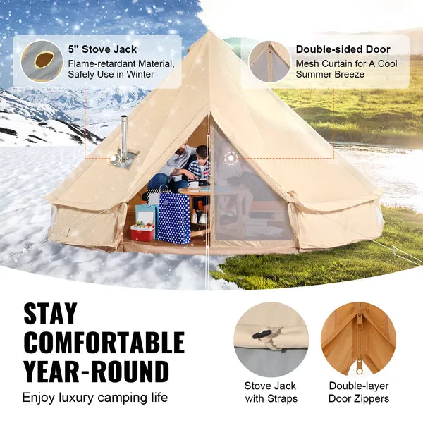 The 4-Season Canvas Bell Tent, 4m, Stove Jack, view 3