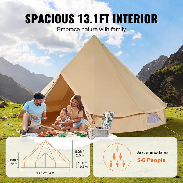 The 4-Season Canvas Bell Tent, 4m, Stove Jack, view 4