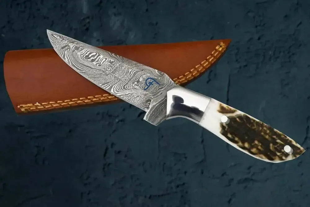 Faneema Damascus Knife, Antler Handle, view 5