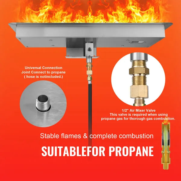 Drop-In Fire Pit Pan, 36×12″, Dual Fuel, view 6